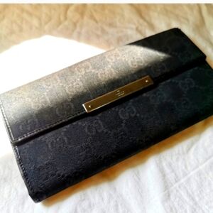 Gucci Vintage Monogram Canvas Long Wallet CardHolders